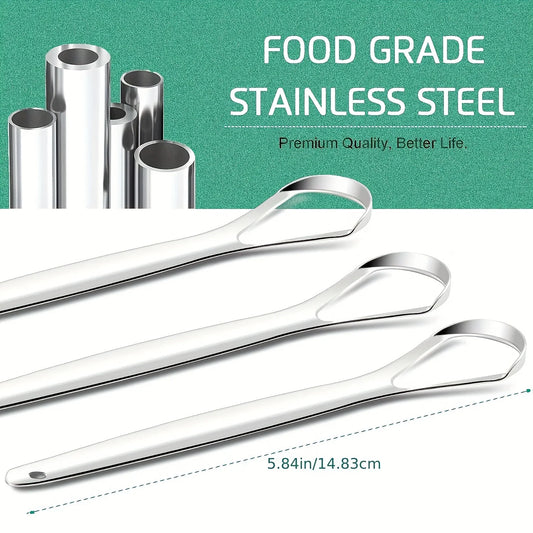 Stainless Steel Tongue Scraper - Adult Oral Care Bad Breath Remover