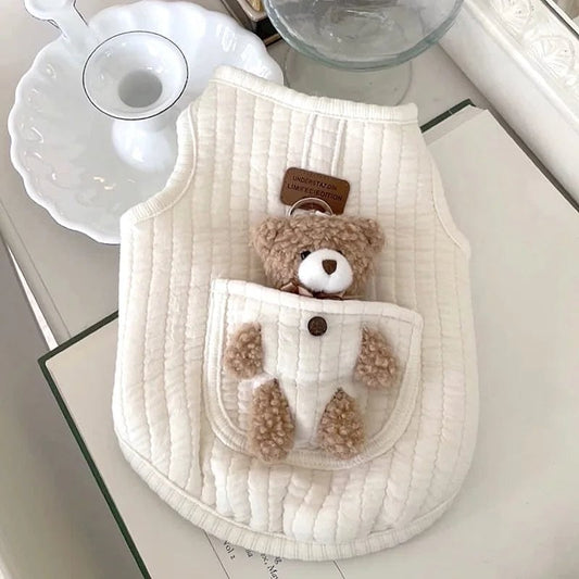 Soft Cartoon Pet Vest Harness - Autumn Winter Dog Cat Clothing