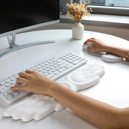 Memory Foam Ergonomic Keyboard Mouse Wrist Rest Pad Set Angel Wing