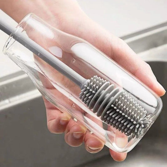 Long Handle Silicone Bottle Brush - Glass Cup Scrubber Kitchen Tool