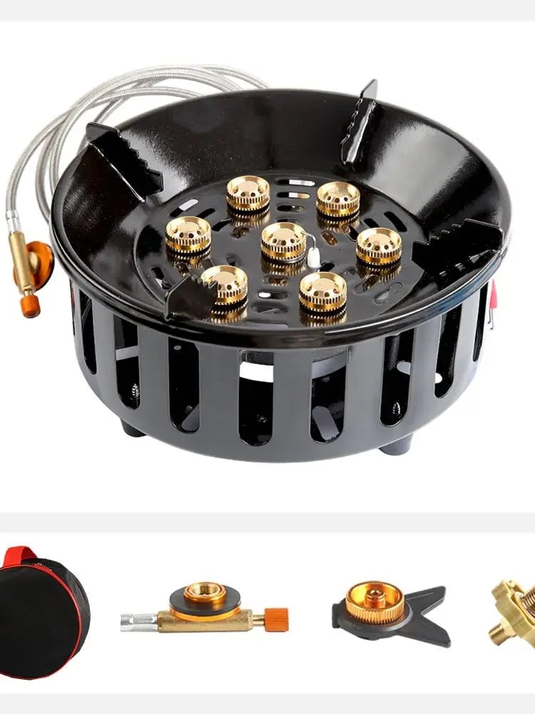 7-Core 19800W Portable Gas Camping Stove Electronic Ignition Windproof