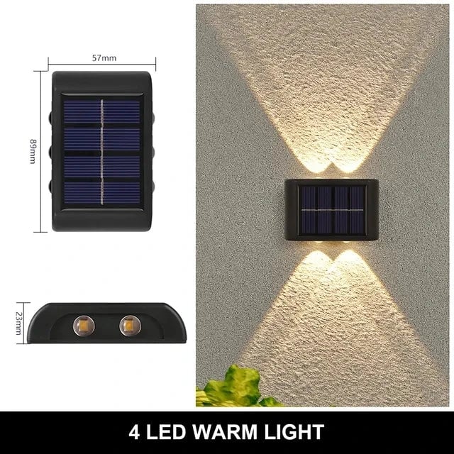 Waterproof Solar Wall Lamp Outdoor Up Down Warm Light Garden