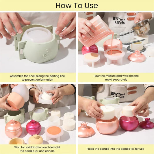 Nicole Pomegranate Concrete Candle Jar Silicone Mold for Jesmonite DIY