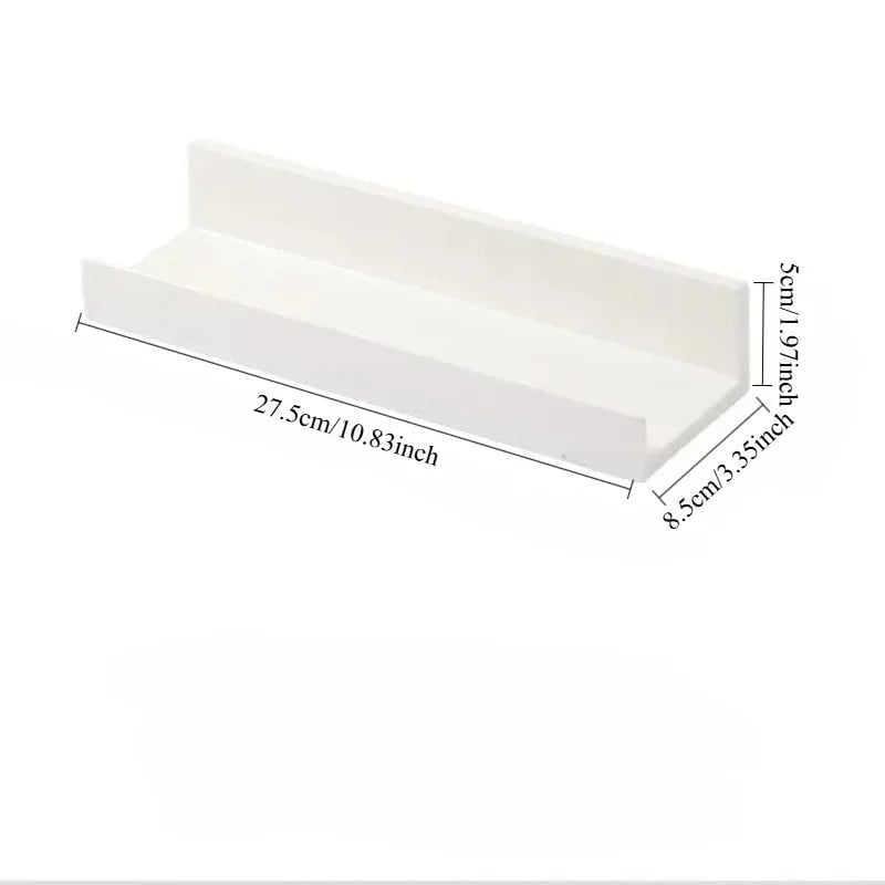 No Drill Corner Bathroom Shelf White ABS Wall Mount Storage Organizer