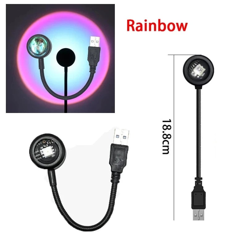 USB LED Sunset Projector Light - Ambient Atmosphere Neon Photography