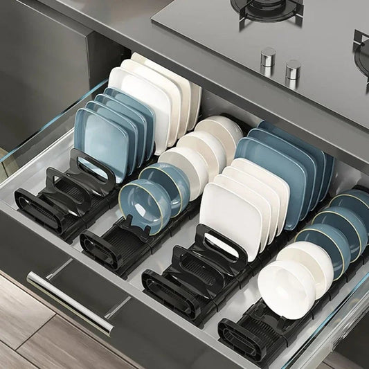 Built-in Kitchen Cabinet Dish Drain Rack Drawer Plate Organizer