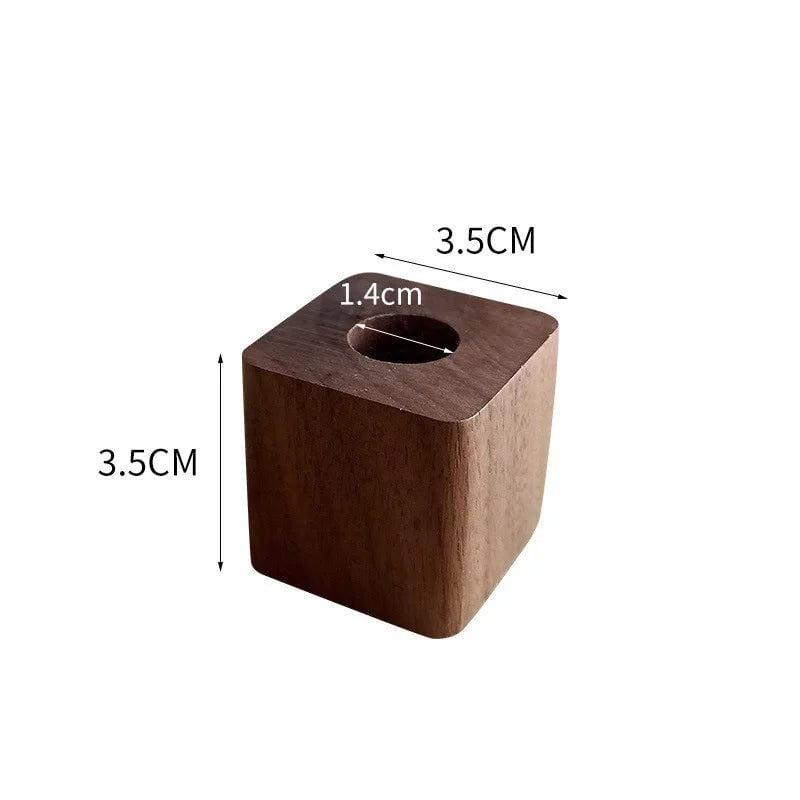 Walnut Wood Square Pen Holder Desk Organizer Pencil Stand Container