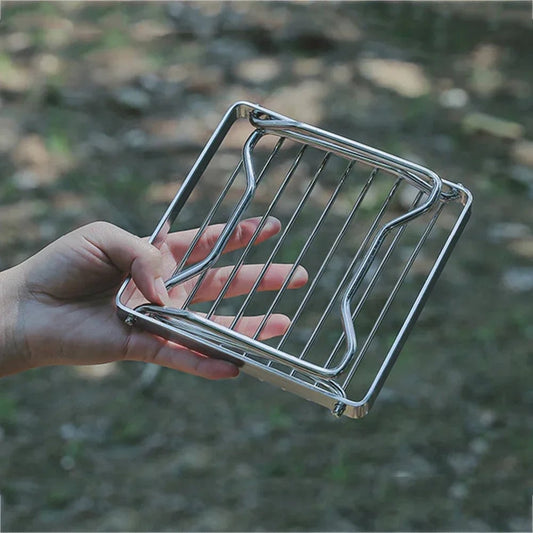 Stainless Steel Folding Grill Rack - Portable Camping BBQ Stand