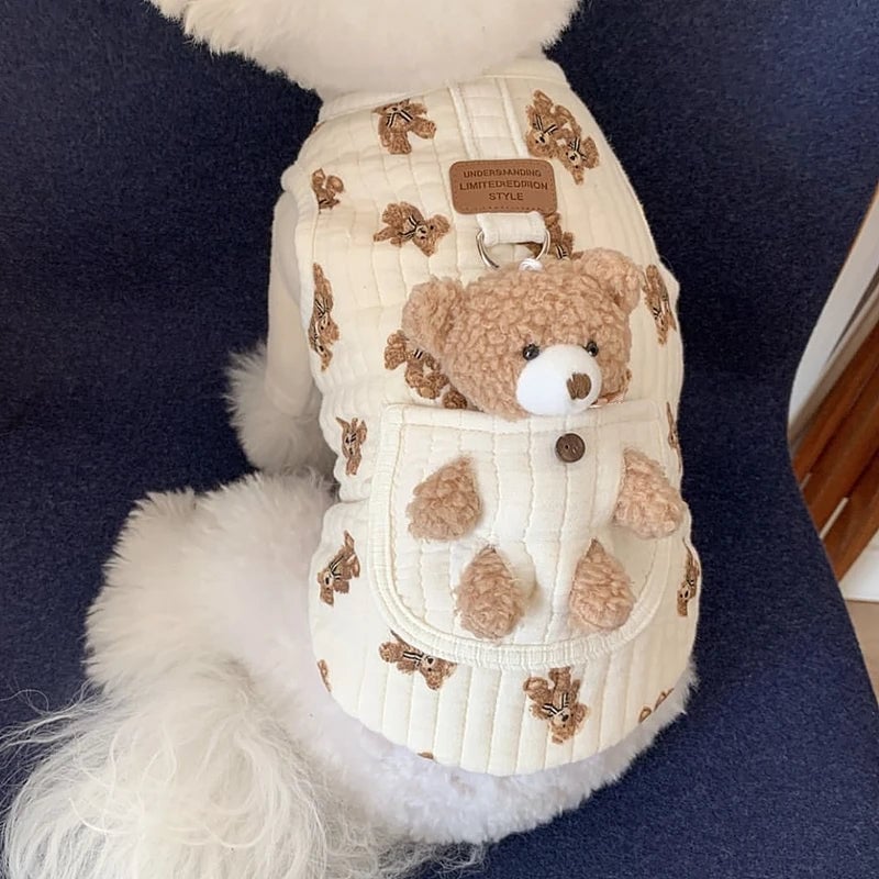 Soft Cartoon Pet Vest Harness - Autumn Winter Dog Cat Clothing