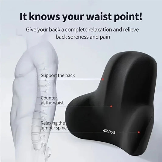 Memory Foam Lumbar Support Cushion Car Office Gaming Chair Back Pillow