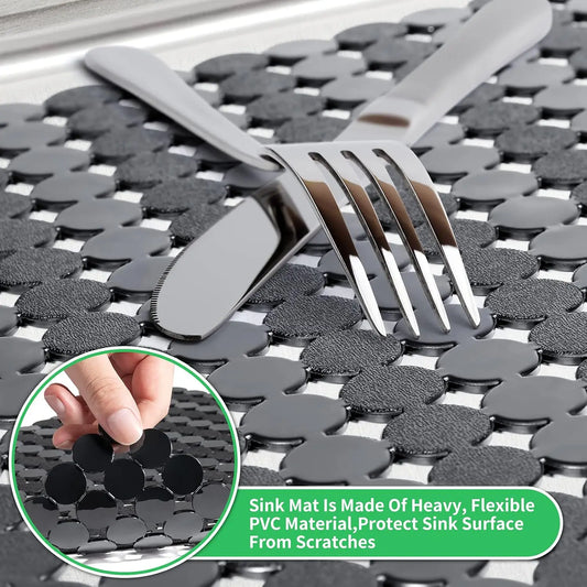 Anti-Slip PVC Kitchen Sink Mat Protector for Stainless Steel Sinks