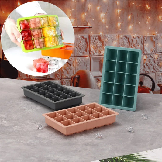 15 Grid Silicone Ice Cube Mold - Big Square Ice Cube Tray Maker