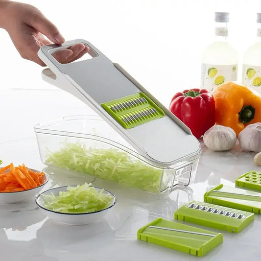 Multifunctional Vegetable Chopper Slicer Set with Basket Grid Cutter