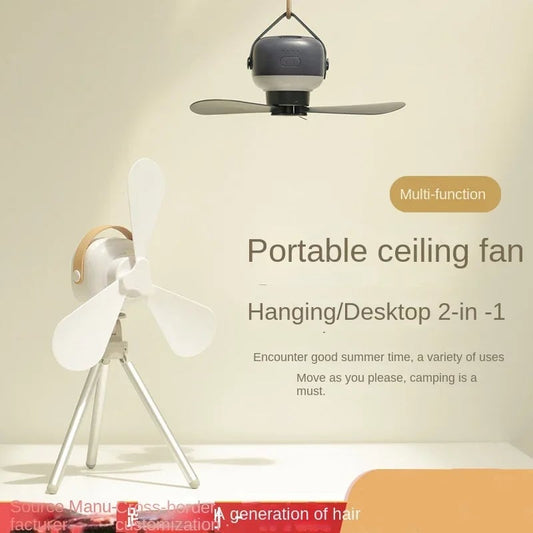 Portable Wireless Mini Ceiling Fan USB Remote Control Stand Night Light