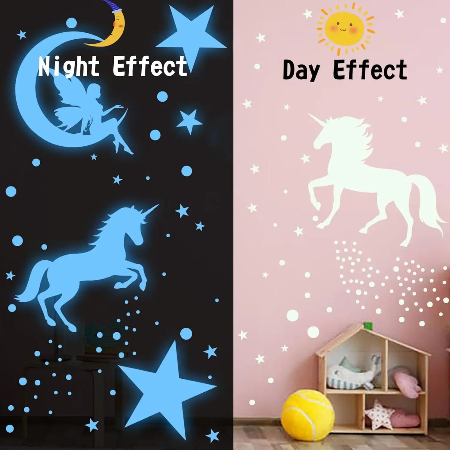 Glow In Dark Unicorn Wall Decals - Removable Kids Room Stickers