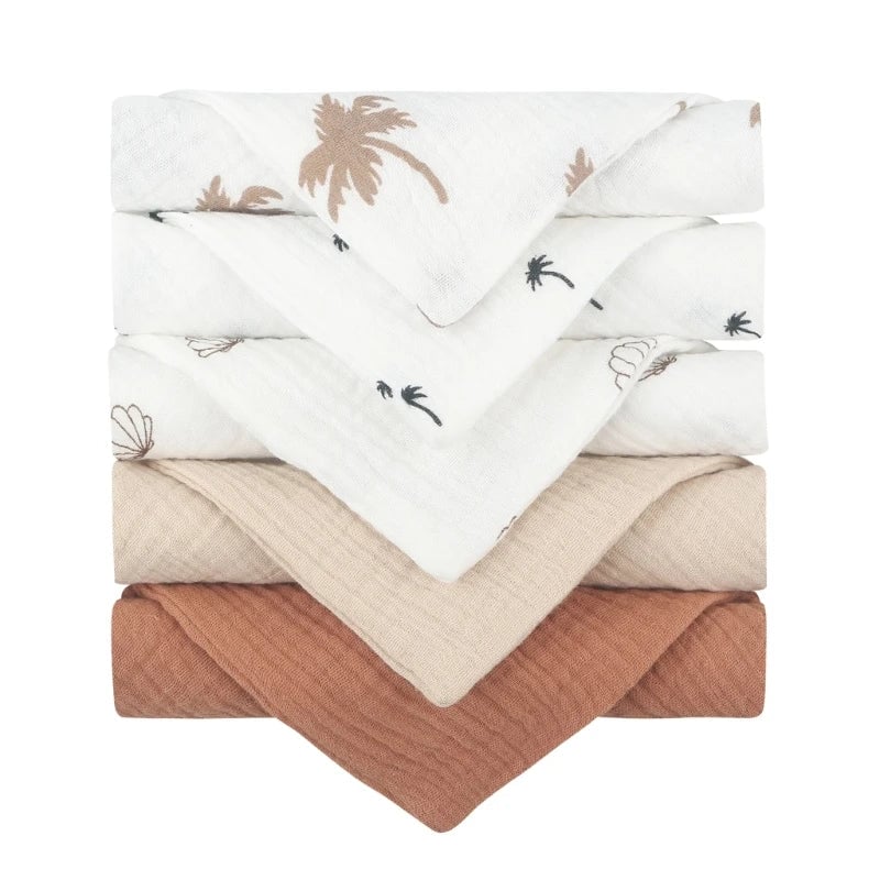 5PCS Soft Cotton Gauze Baby Towels - Absorbent Face Washcloths