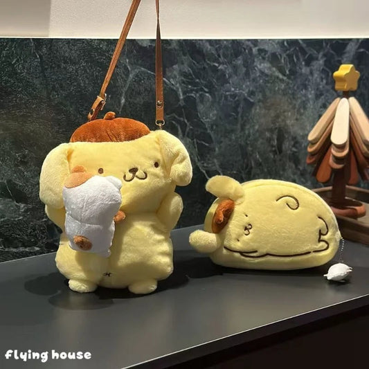 Pompompurin Plush Crossbody Phone Bag - Soft Doll Purse Shoulder Bag
