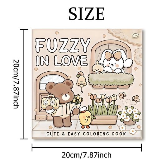 FUZZY IN LOVE Adult Coloring Book - Bold Easy Patterns & Cute Drawings