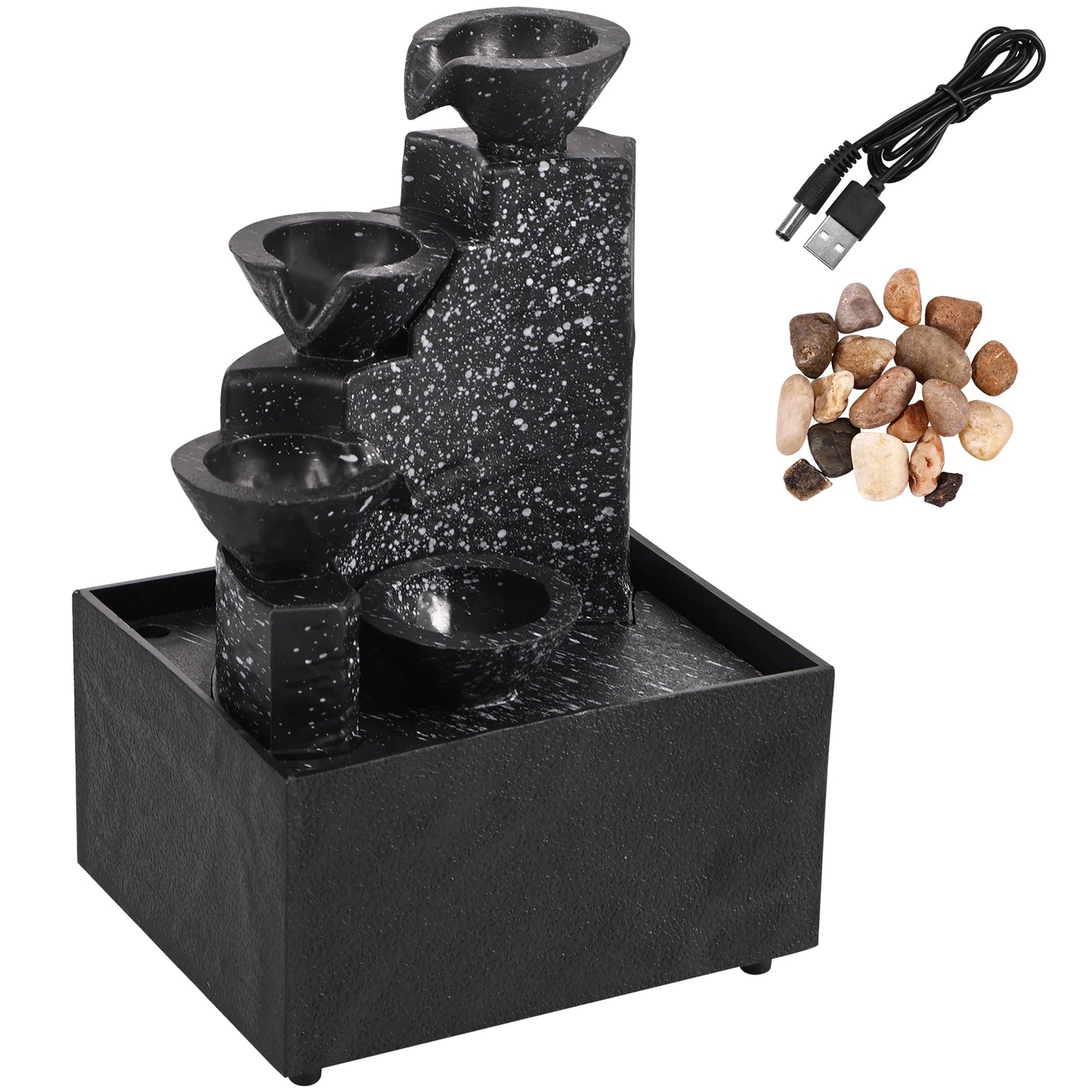 Desktop Waterfall Fountain - Small Tabletop Water Feature Decor