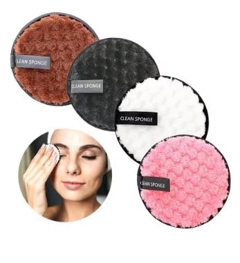 4-Piece Reusable Microfiber Makeup Remover Pads - Gentle Cleansing