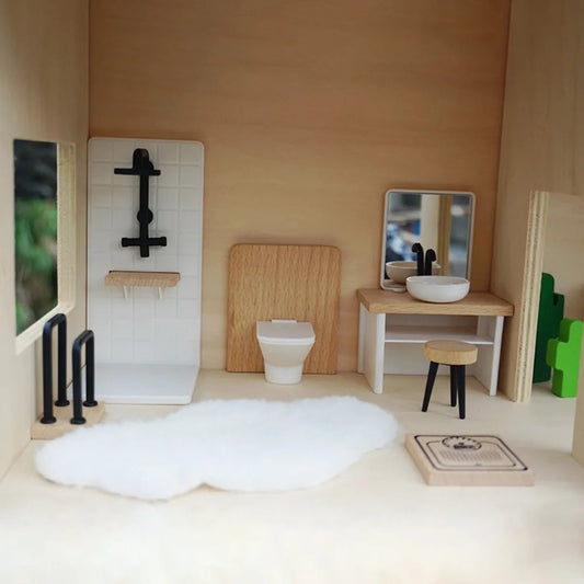 1/12 Scale Dollhouse Bathroom Set - Washbasin Tub Toilet Miniature
