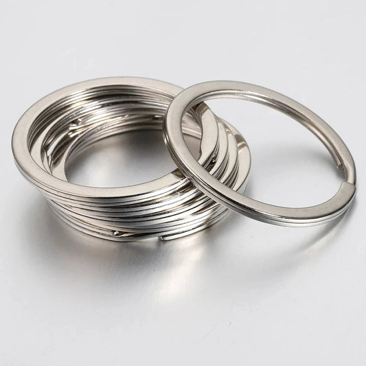 20pcs Stainless Steel Split Key Rings 20-35mm Round Flat Line