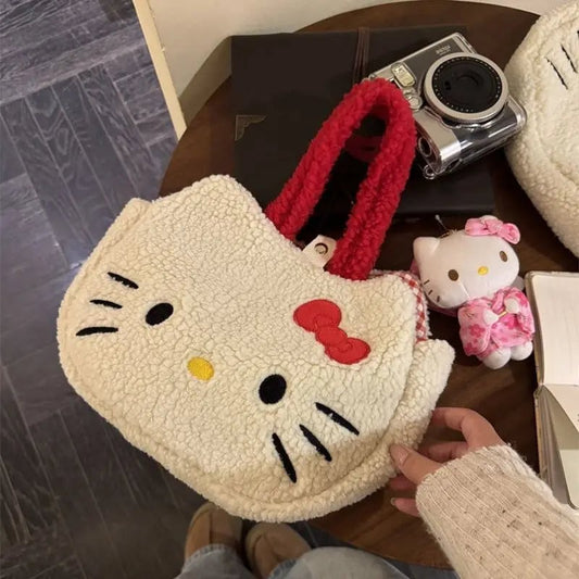 Hello Kitty Plush Shoulder Bag - Large Capacity Anime Handbag