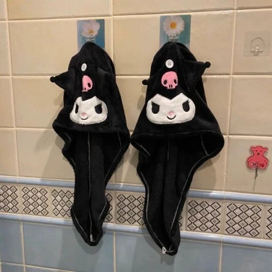 Quick Dry Microfiber Hair Towel Wrap Kuromi My Melody Shower Cap