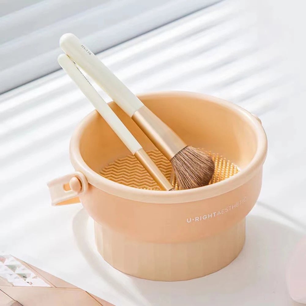 Makeup Brush Cleaning Bucket with Drying Rack & Storage Box Set