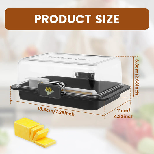 Airtight Butter Dish with Lid - Easy Scoop Keeper Container Tray