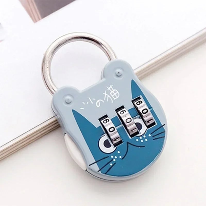 3-Digit TSA Cat Design Mini Combination Luggage Padlock Security