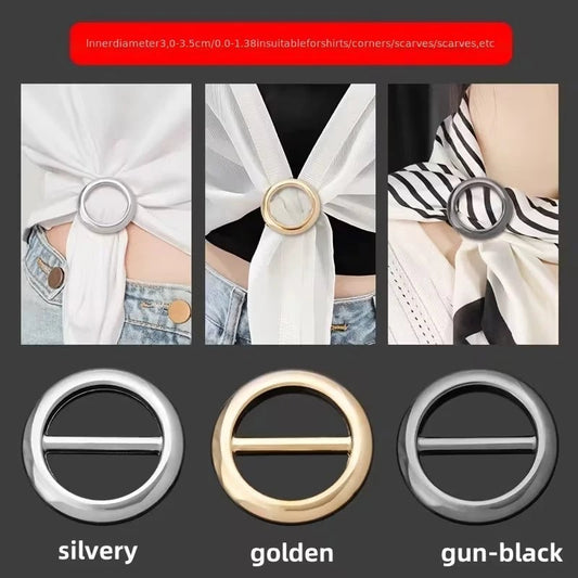 Metal Circle Scarf Ring Clips - 2PC Waist Buckle Fashion Set