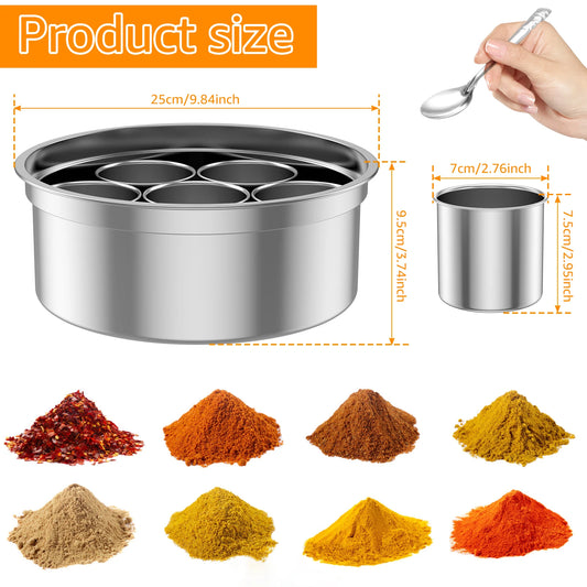 Stainless Steel Masala Dabba - 7 Compartment Spice Box Container