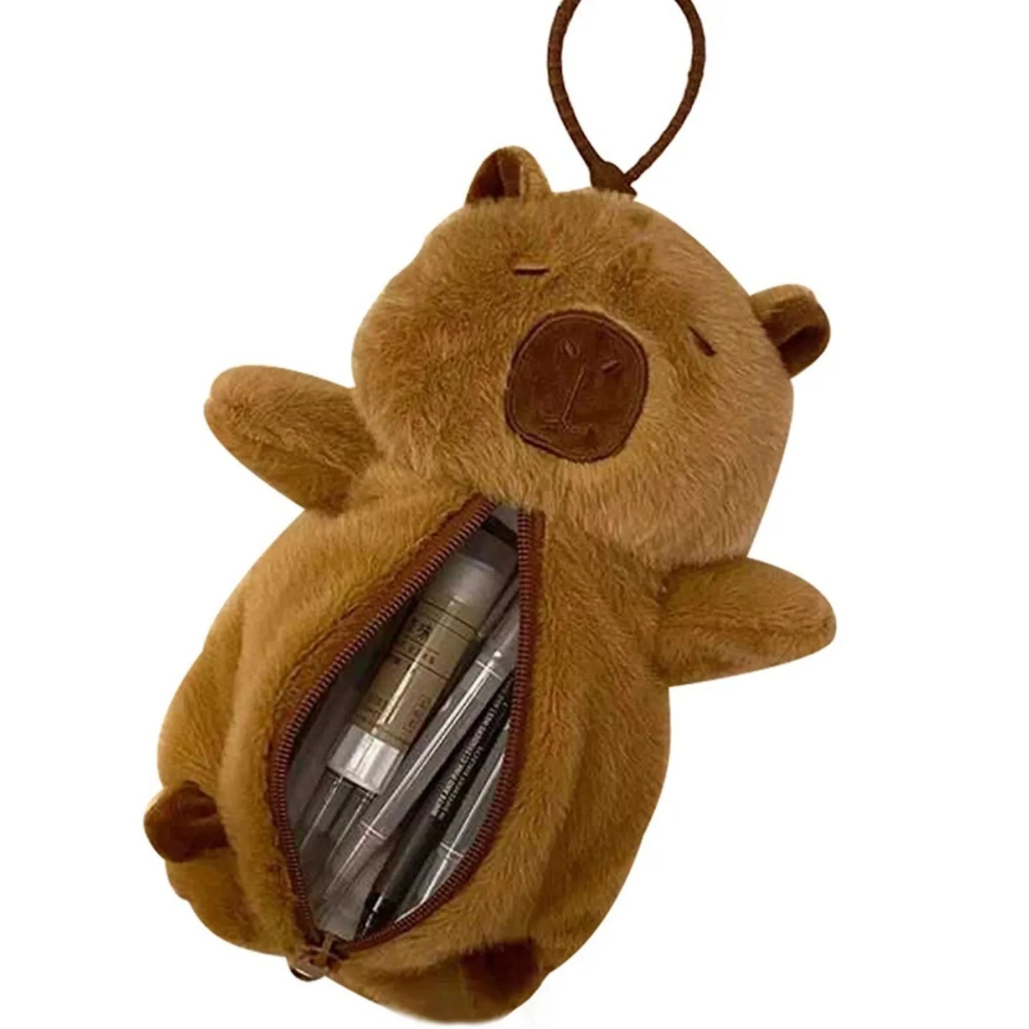 Large Capacity Plush Capybara Pencil Case Multifunctional Storage
