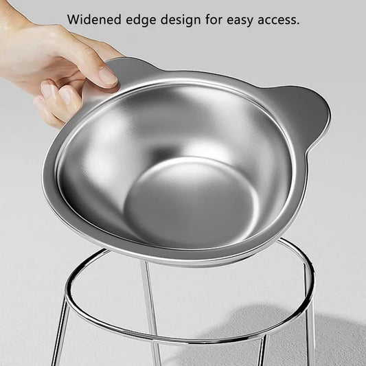 15 Degree Tilted Raised Cat Bowls Stainless Steel Food Water Set