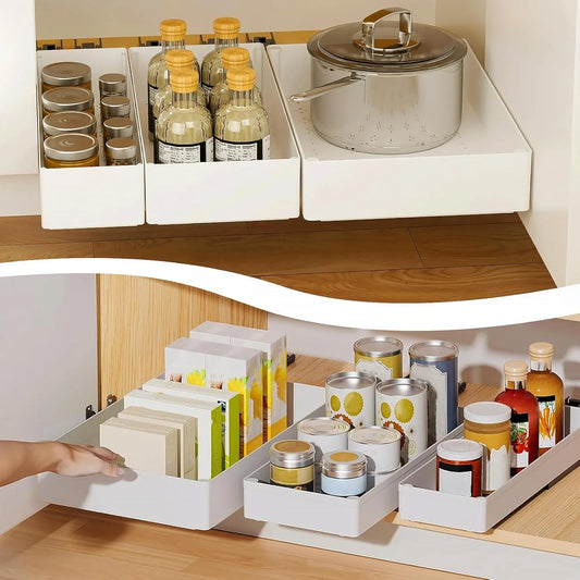 Pull Out Under Sink Storage Rack - Sliding Cabinet Organizer Basket