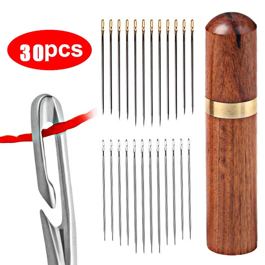 30pcs Self Threading Stainless Steel Automatic Blind Sewing Needles