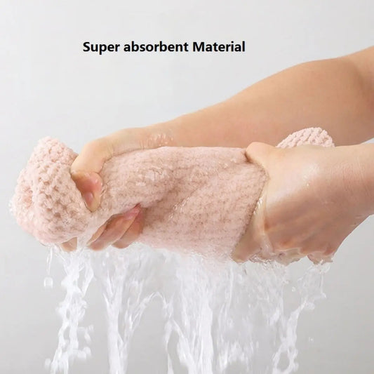 Women Hair Towel Wrap with Button - Quick Dry Absorbent Cap 9.8x25.5