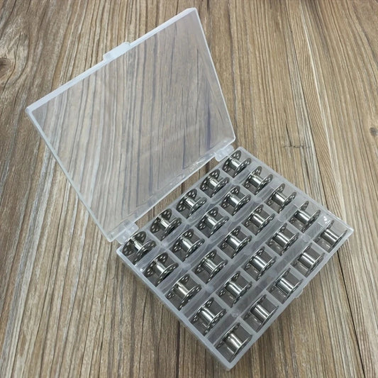25pc Empty Bobbins Set with Storage Case - Plastic Sewing Machine