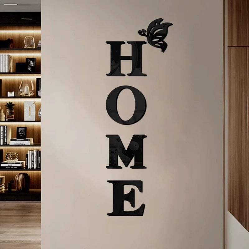 3D Mirror Wall Sticker Acrylic Home Logo Entrance Decor - Reflective