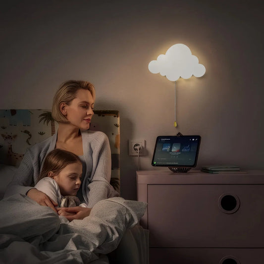 Battery Operated Cloud Wall Light - Floating LED Lamp Kids Nursery