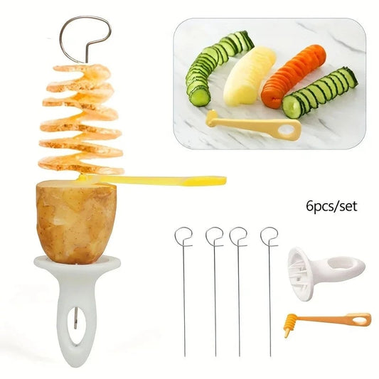 6Pcs Stainless Steel Spiralizer Set Multi-Functional Vegetable Cutter
