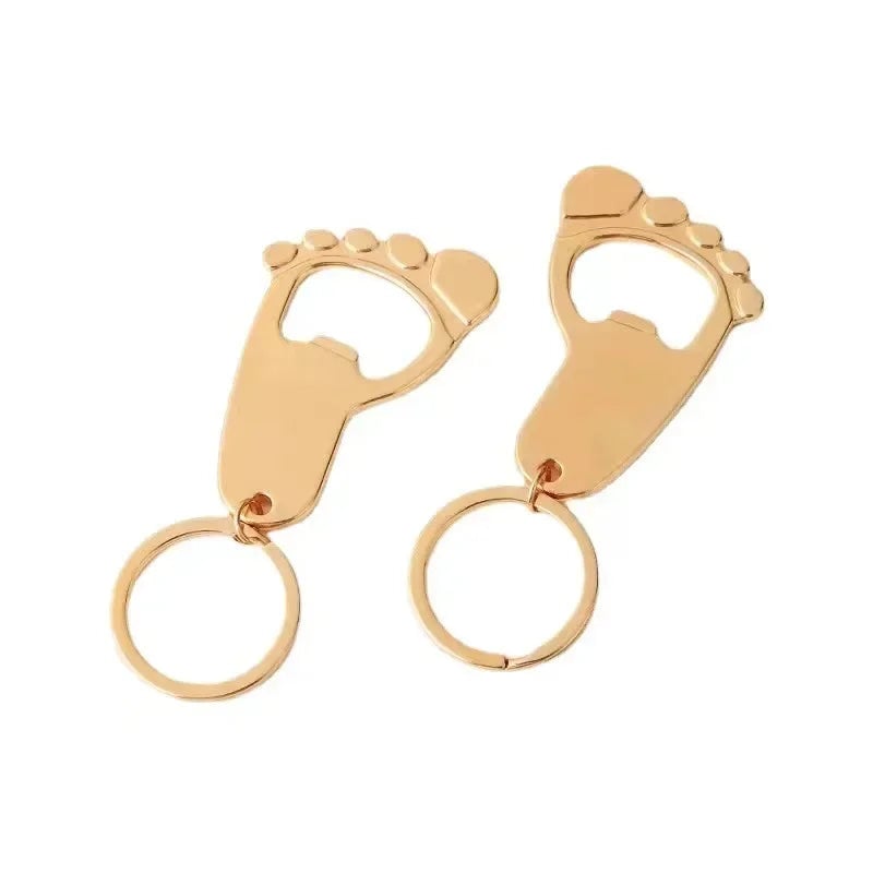 Metal Foot Keychain Bottle Opener - Beer Cap Corkscrew Key Ring Z004