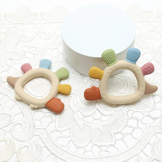 BPA Free Silicone Baby Dinosaur Teething Toys Easy Grip Infant Safe