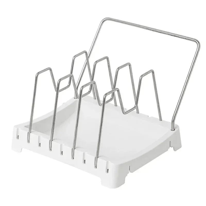 Adjustable Pot Lid Rack & Spoon Holder - Kitchen Organizer Stand