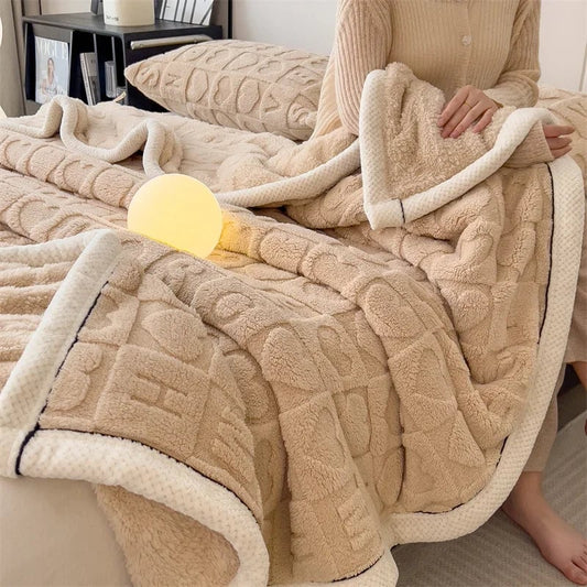 Winter Fleece Heart Plush Blanket - Soft Thick Bed Sofa Single Double