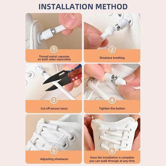 Elastic No Tie Shoelaces - Quick Slip-On Design Kids & Adults