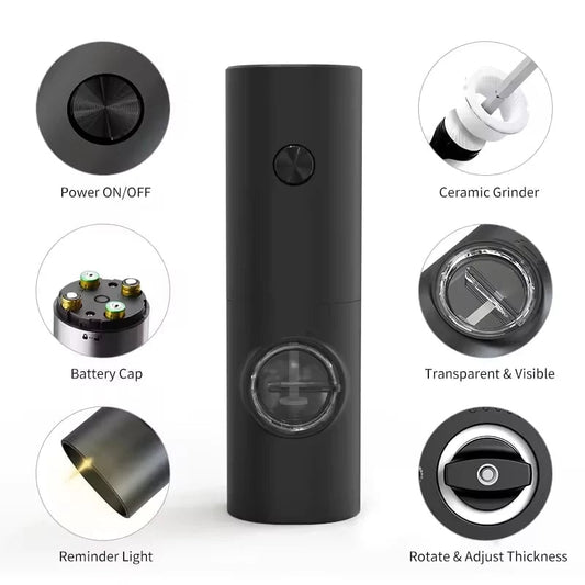 Electric Salt Pepper Grinder Set LED Light Adjustable Spice Mill