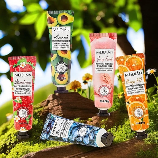5-Piece Fruit Scented Hand Cream Set - Moisturizing Care Mask