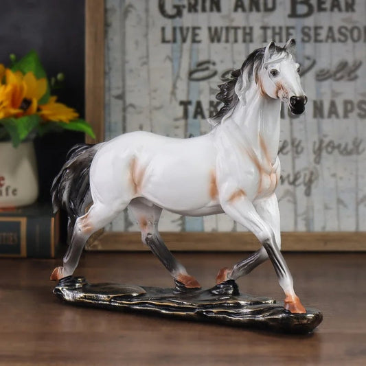 Vintage Resin Horse Sculpture Chinese Style Home Decor Figurine Art